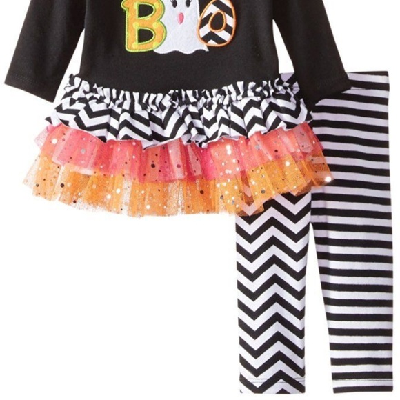 Bonnie Baby Girl Halloween Ghost Outfit Tutu Legging Set size 3-6 Mo NWT - Picture 3 of 4